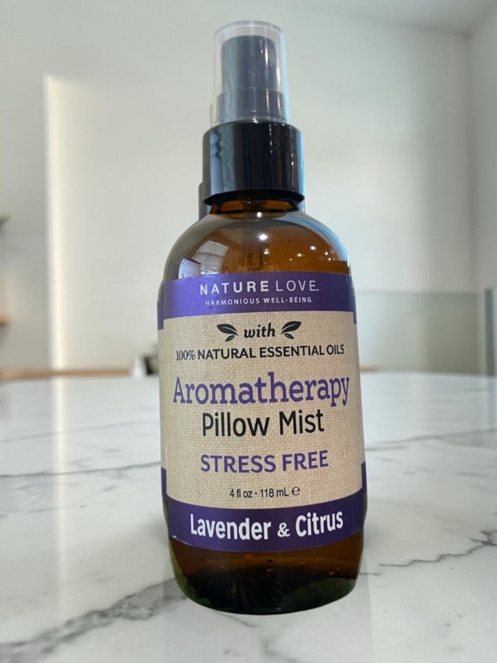 NATURE LOVE STRESS FREE AROMATHERAPY LAVENDER & CITRUS PILLOW MIST 4 OZ SPRAY